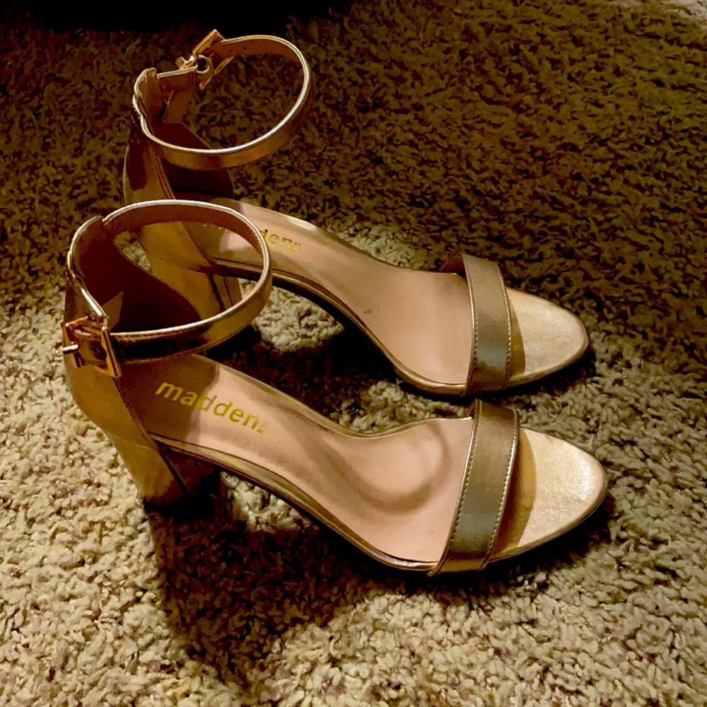Gold strappy heels
